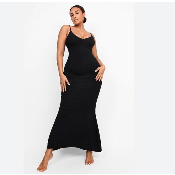 NWT SHAPELLX BLACK BUILT IN 360° LONG SLIP SHAPING MAXI DRESS - XXL - Picture 1 of 9